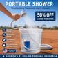 Portable Outdoor Shower Kit with Hose and Nozzle