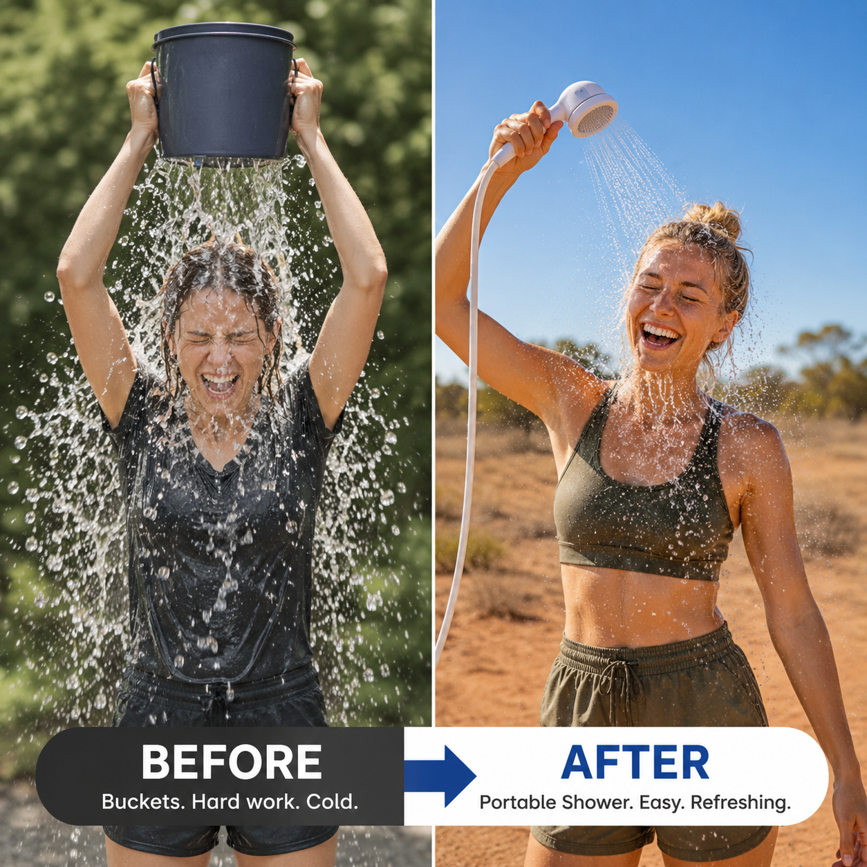 Portable Outdoor Shower Kit with Hose and Nozzle